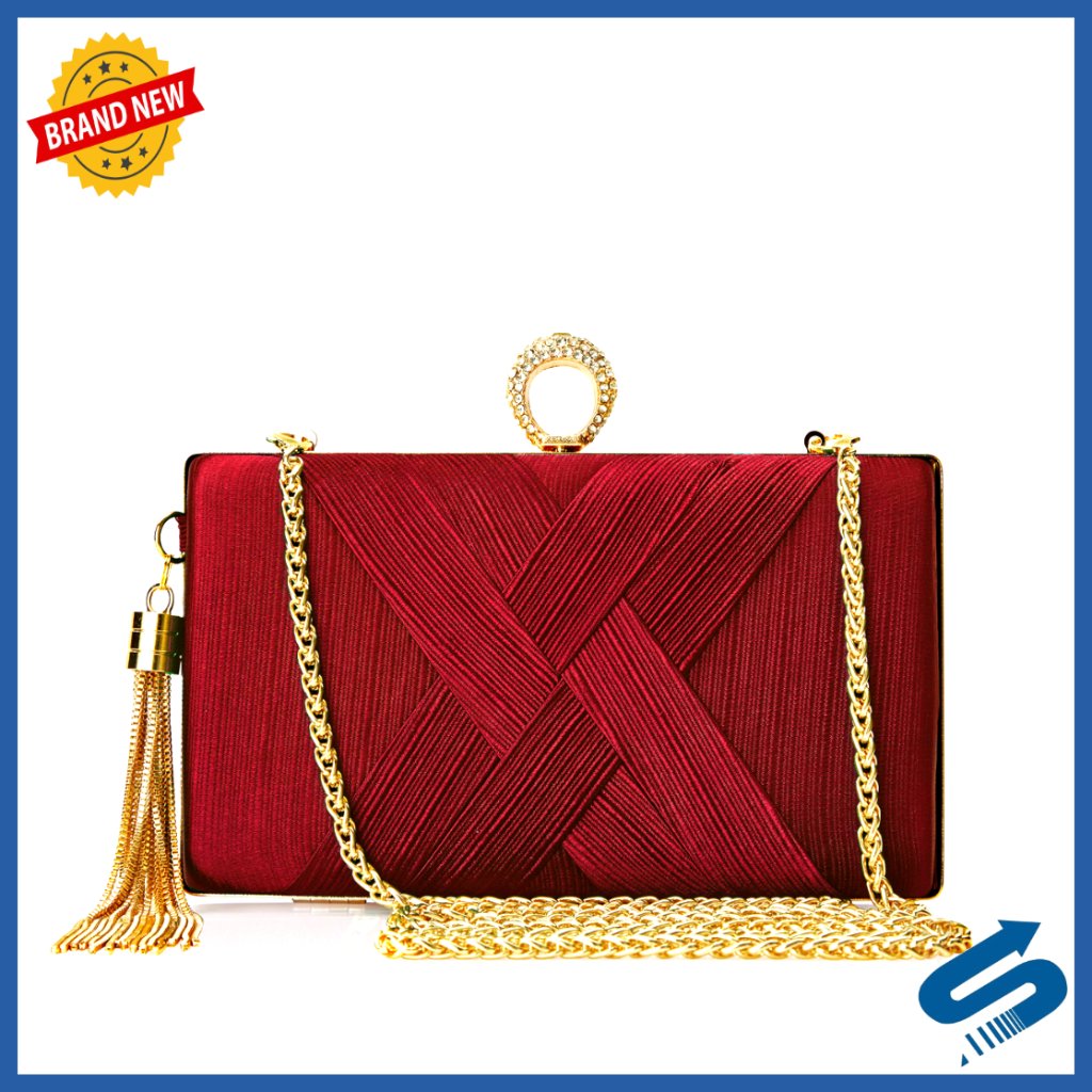 Satin Evening Clutch With Tassel Chain For Prom Wedding Party